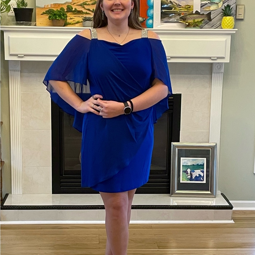 MSK Royal Blue Cold Shoulder Mini Dress